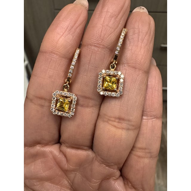 Metal Roshe Jewels Sapphire Earrings With Natural Diamonds, 1.71 Carats 14k Rose Gold, A Pair For Sale - Image 7 of 11