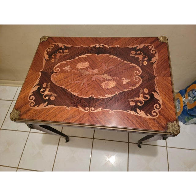 Late 19th Century Antique French Louis XV Style Inlaid Flip Top