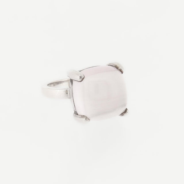 Large Paloma Picasso Tiffany Sterling Silver & Rose Quartz Sugar Stacks Ring For Sale - Image 10 of 12