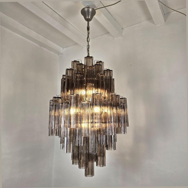 Mid-Century Modern 1990s Large Brown Tronchi Murano Glass, Mid Century Chandelier For Sale - Image 3 of 15
