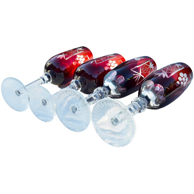 Mid 20th Century Mid 20th Century Handblown Cut-to-Clear Textured Crystal Flutes- Set of 4 For Sale - Image 5 of 5