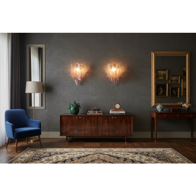 Murano Murano Wall Lights | Pink “Rondini” Glass Sconces - a Pair For Sale - Image 4 of 4