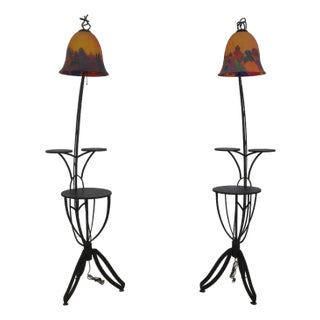 Pair Industrial Studio Crafted Iron Floor Lamps For Sale