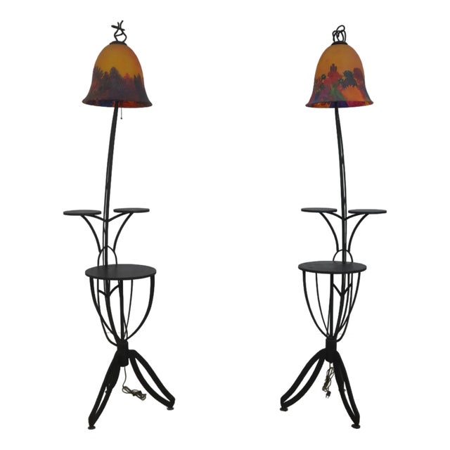 Pair Industrial Studio Crafted Iron Floor Lamps For Sale