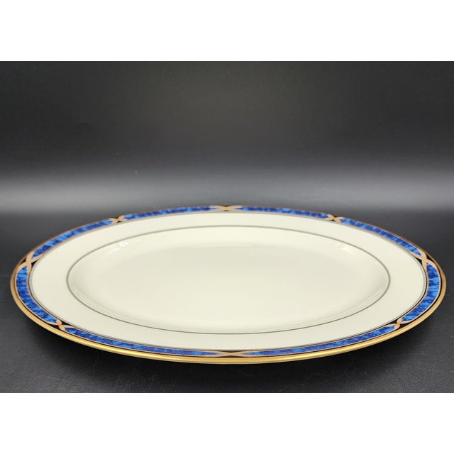 Vintage Lenox Mountain View Fine Bone China Oval Serving Platter With 24k Gold Trim For Sale - Image 15 of 18