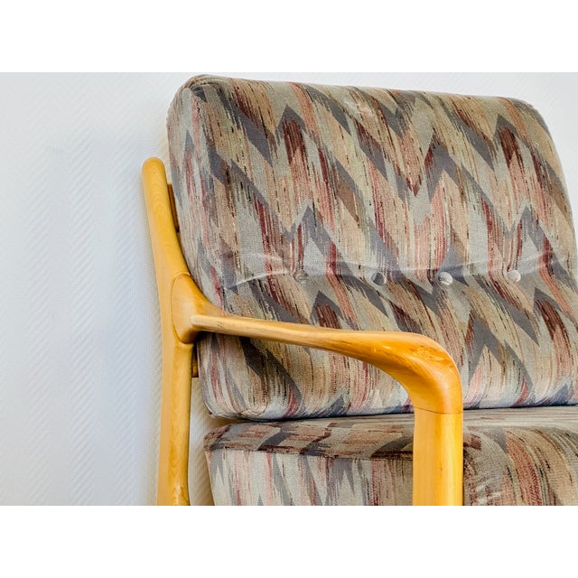 Vintage Chair in Beech and Geometric Fabric, 1970 For Sale - Image 14 of 18