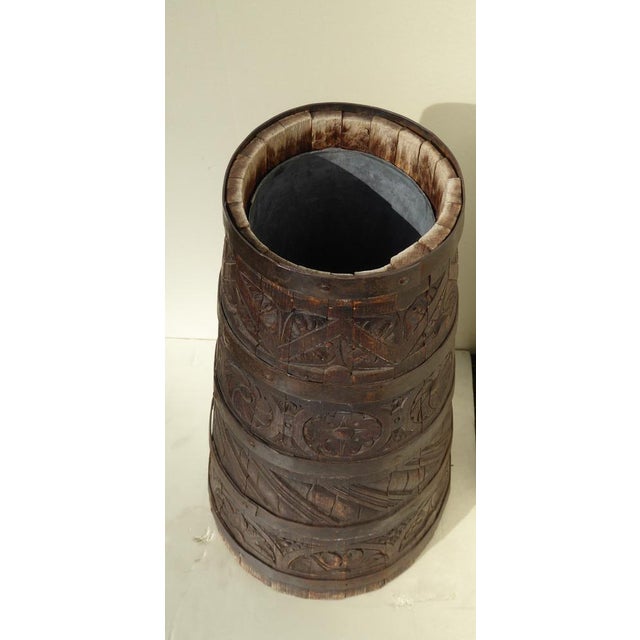 Umbrella Stand in Brass and Walnut, France, 1890s For Sale - Image 4 of 7