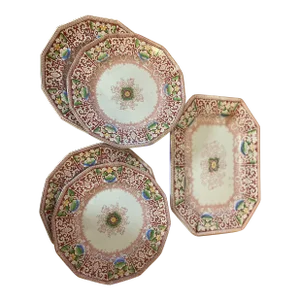 Antique Ironstone Zamora Transferware by Francis Morely of Staffordshire, England- 5 Pieces