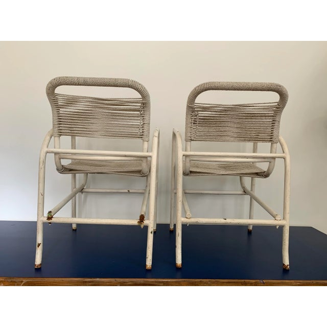 Vintage Iron and Rope Garden Chairs- A Pair For Sale In Raleigh - Image 6 of 12