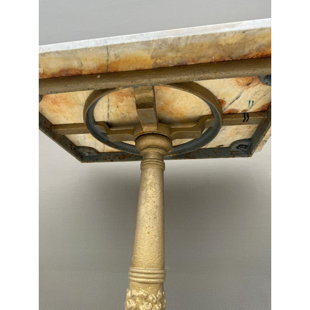 Antique French Bistro Table with Marble Top and Cast Iron Pedestal Base, 1900s For Sale - Image 6 of 12
