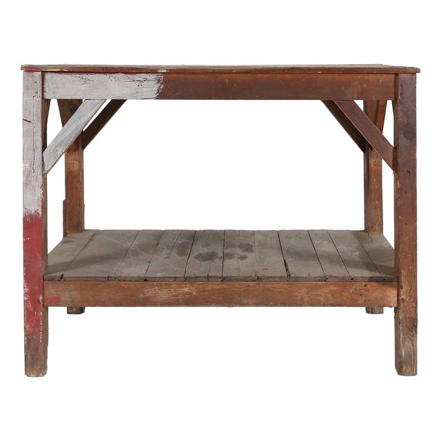 French Industrial Console Table in Wood, 1920s For Sale