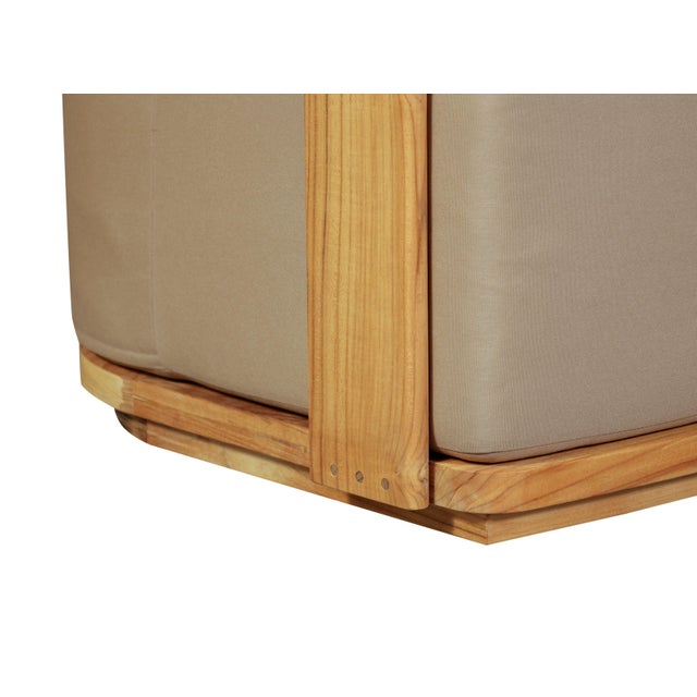 Eclipse Outdoor Solid Teak Wood Sofa Set - Light Brown Fabric For Sale In Chicago - Image 6 of 17