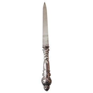 Sterling Silver European Letter Opener w/ Putti For Sale