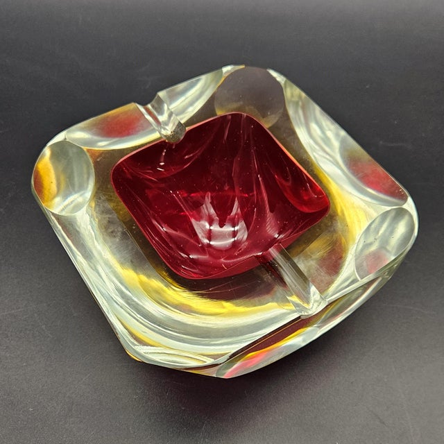 Large Sommerso Murano Glass Ashtray by Alessandro Mandruzzato for Made Murano Glass, 1950s, in Flawless conditions....