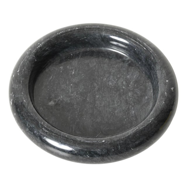 Round Bowl or Ashtray in Black Carnico Marble attributed to Angelo Mangiarotti, Italy, 1970 For Sale