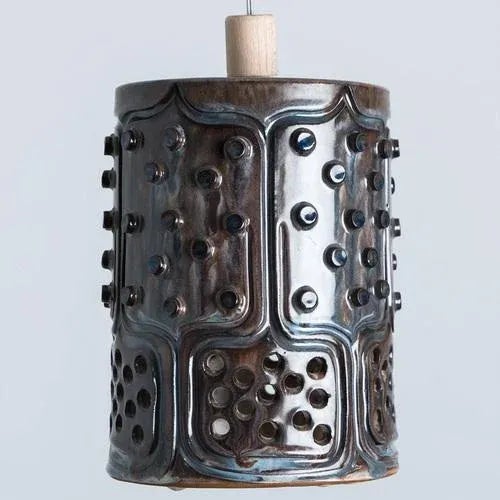 Danish Brown Ceramic Pendant Light, 1970 For Sale - Image 4 of 18