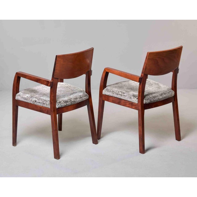 Art Deco Pair of Art Deco Style Mahogany Armchairs For Sale - Image 3 of 12