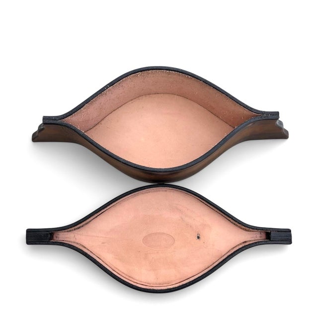 Animal Skin Vintage Leather Craftsman Lidded Container For Sale - Image 7 of 8