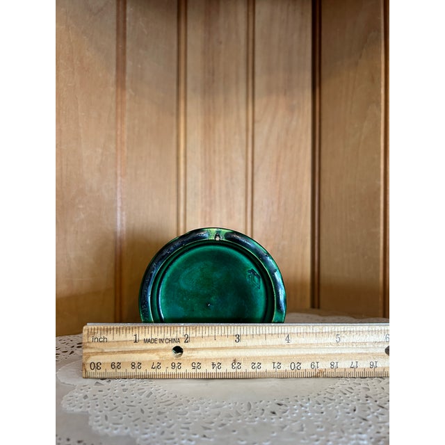 Ceramic Antique Awaji Pottery Vase Monochrome Green Signed Japan Arts & Craft Movement For Sale - Image 7 of 7