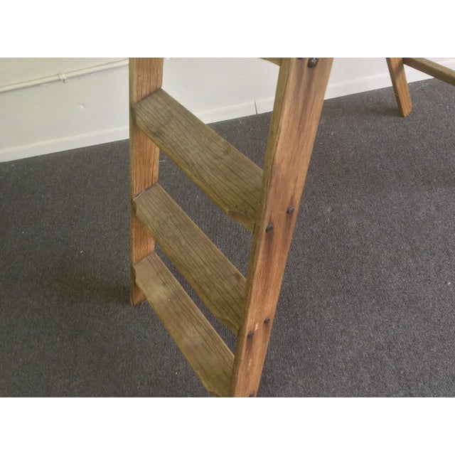 Wood Rustic Vintage Pine Mercantile Display Ladder For Sale - Image 7 of 10