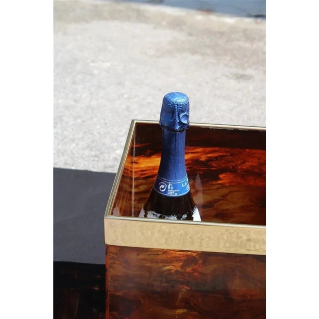 Faux Tortoise and Brass Portable Bar from Dior, Italy, 1970s For Sale - Image 9 of 11