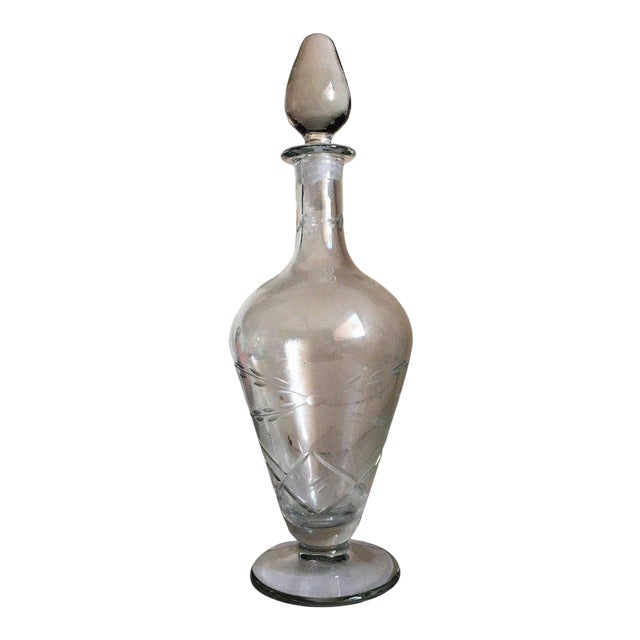 20th Art Deco Glass Decanter Bottle For Sale