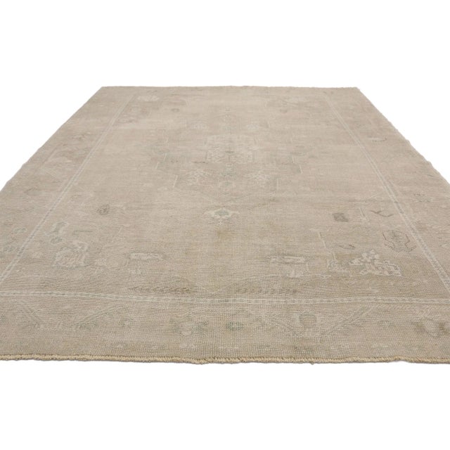 Mid-Century Modern Vintage Turkish Oushak Rug - 06'04 X 08'08 For Sale - Image 3 of 7