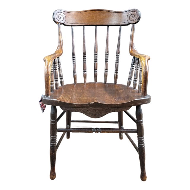 1910s Edwardian Oak Tub Chair For Sale