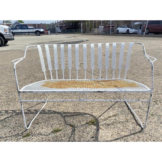 Vintage Mid Century Modern Wrought Iron Sculptural Garden Patio Loveseat Sofa For Sale - Image 10 of 11