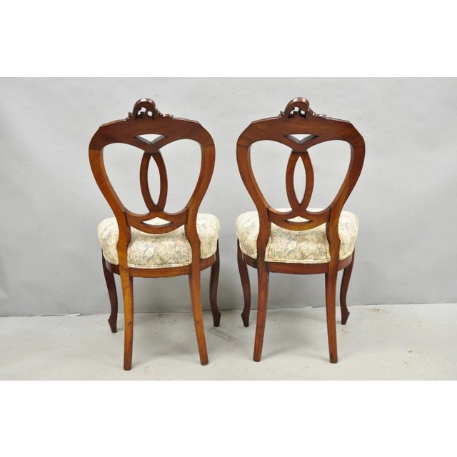 Antique Victorian Mahogany Pretzel Balloon Back Parlor Side Chairs - A Pair For Sale - Image 12 of 15
