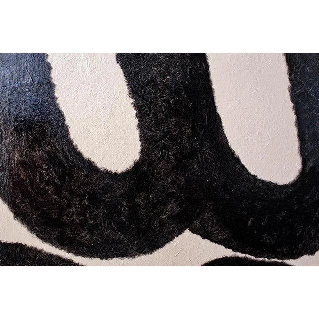 Pair of Original Abstract Paintings on Canvas in Black and White/Beige For Sale In New York - Image 6 of 8