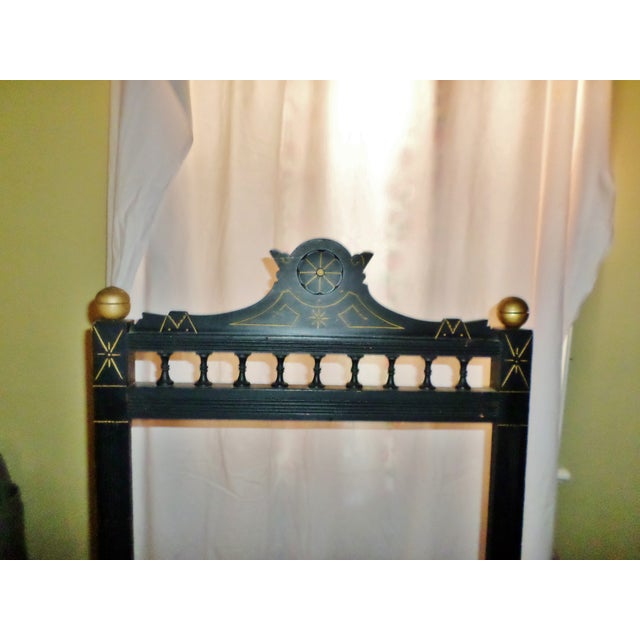 Late 19th Century Antique Ornate Victorian Ebonized With Gold Accents Fire Screen For Sale - Image 5 of 9
