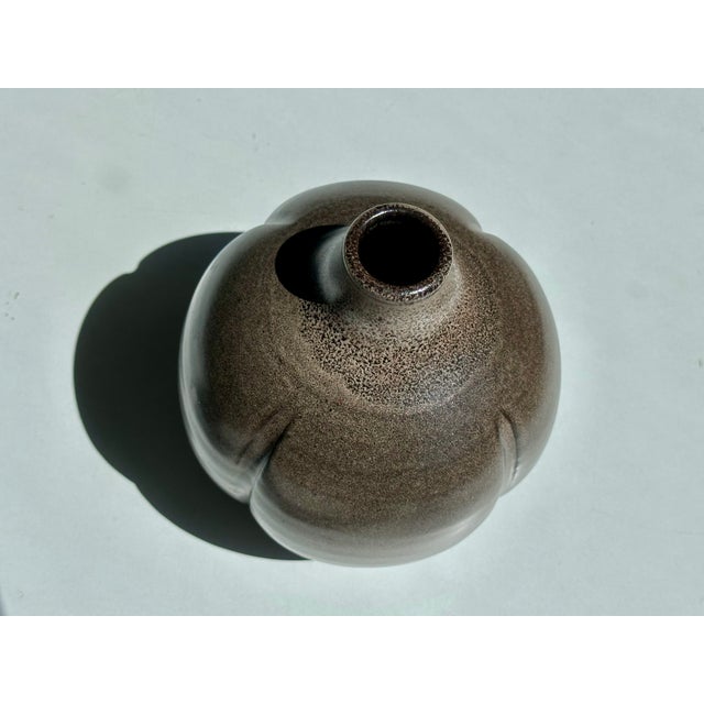 Hand-Thrown Speckled Mocha Brown Glazed Studio Ceramic Vase by Kristian Körting, Germany, 1980s For Sale - Image 13 of 17