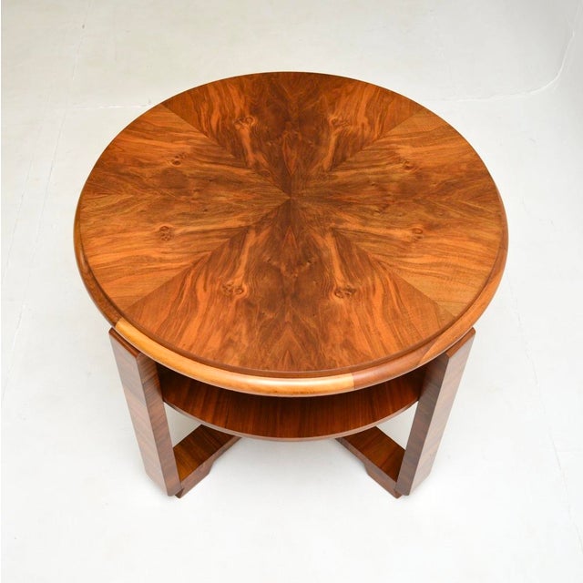 Large Art Deco Coffee Table in Figured Walnut, 1930 For Sale - Image 4 of 8