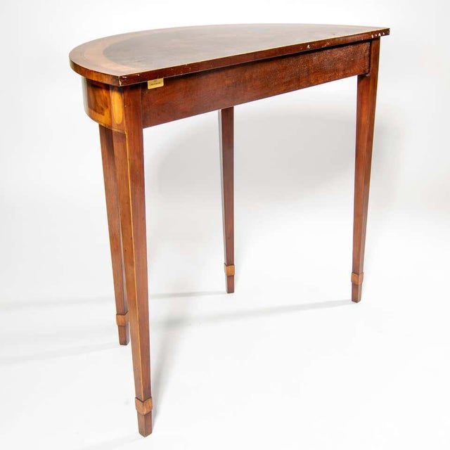 Mid 20th Century RBC Neoclassical Directoire Mahogany Inlay Demilune Table For Sale In Miami - Image 6 of 12