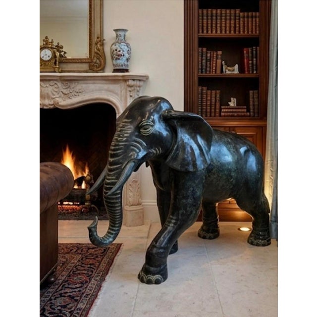 Vintage Patinated Bronze Elephant Sculpture For Sale - Image 12 of 12