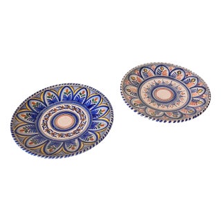 Large Italian Hand-Painted Serving Plates, 1970s, Set of 2 For Sale