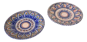 Large Italian Hand-Painted Serving Plates, 1970s, Set of 2