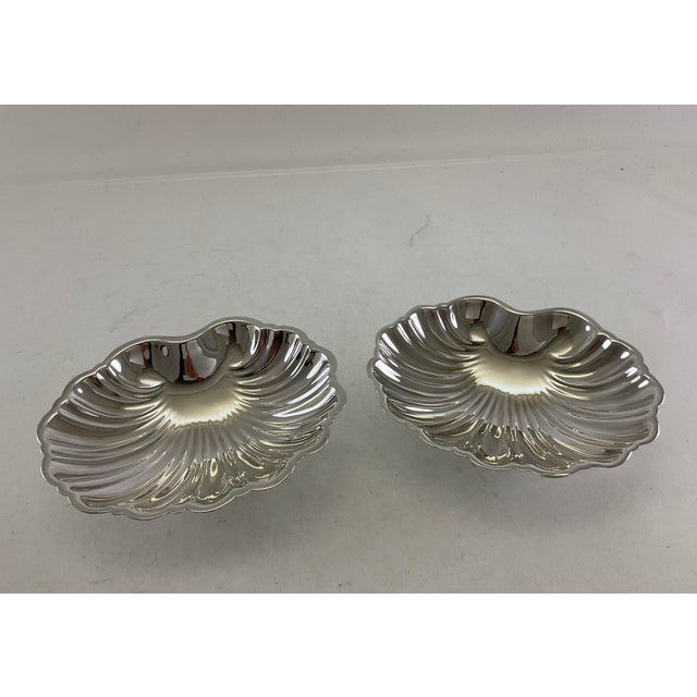 Mid-Century Modern 1980s Shell Shaped Silver Plate Sweet Dishes on Ball Feet - a Pair For Sale - Image 3 of 13