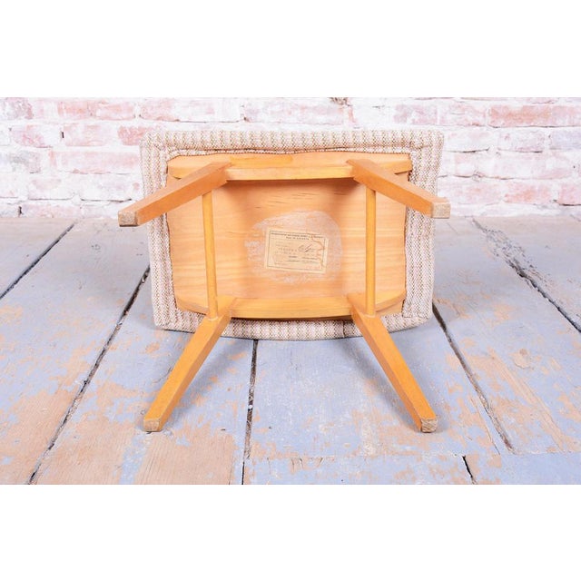 Mid-Century Stool in Upholstery and Beech, Slovakia, 1960s For Sale - Image 6 of 9