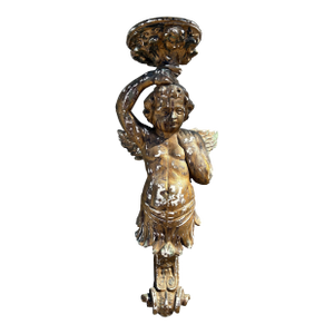 Monumental Rococo Revival Cherub Wall Bracket, 22 Inches
