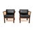 A stylish and very rare pair of vintage Danish cane and leather armchairs by Illum Wikkelso. This model is called the...