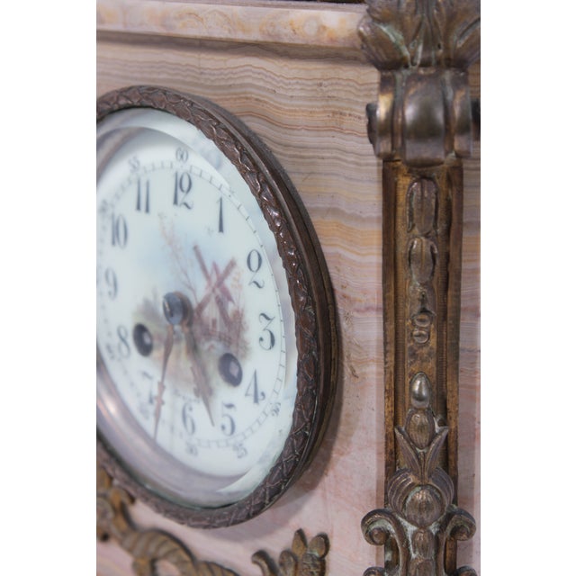 Japy Freres French Bronze & Marble Mantle Clock For Sale - Image 12 of 14