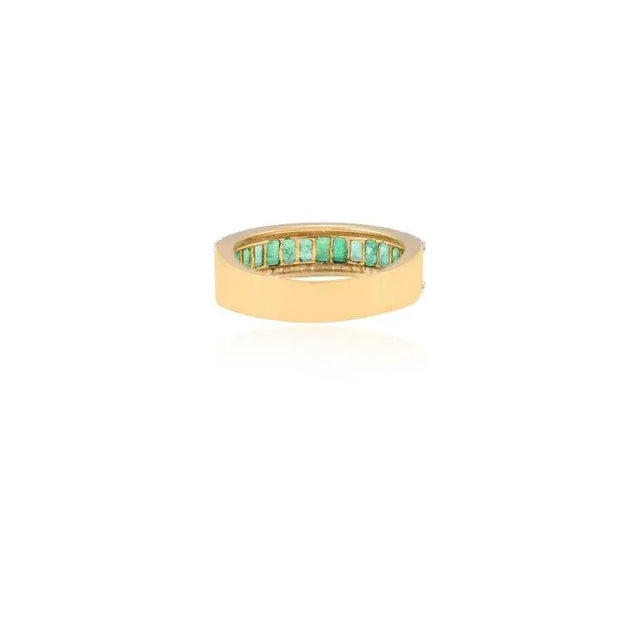 Green Baguette Cut Emerald and Diamond 18k Gold Band Ring Size 7 ( All Sizes Available ) For Sale - Image 8 of 8