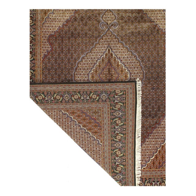 2020s Light Brown Fine Persian Silk & Wool Tabriz For Sale - Image 4 of 6