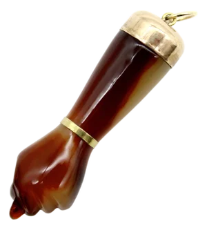1920s Large Celluloid Figa With 9k Gold Cap and 14k Gold Bail