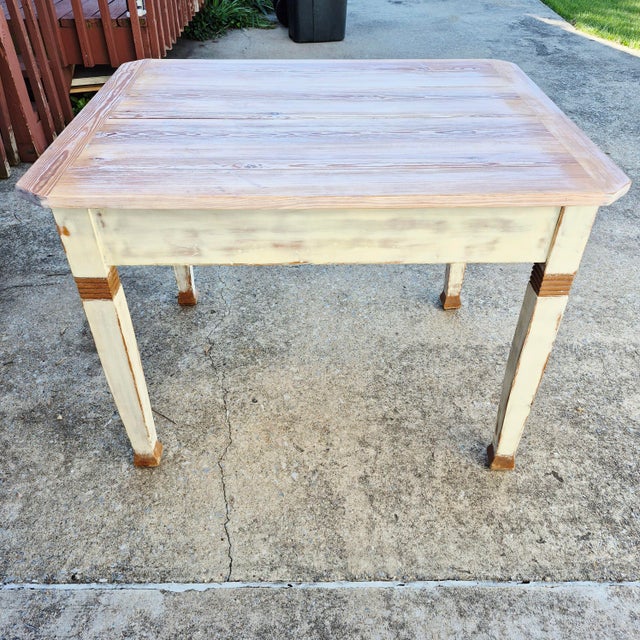 Antique White Circa Late 19th Century Gustavian Swedish Style Pine Dining Table Desk W/ Reeded Dummy Drawer For Sale - Image 8 of 11