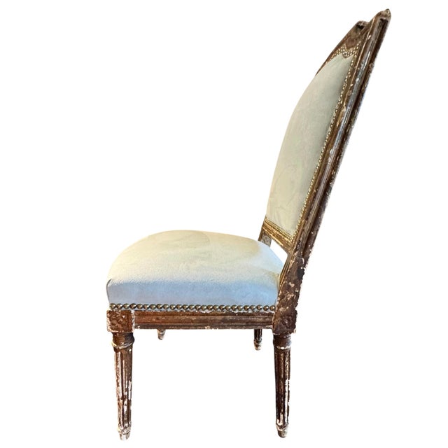 French Circa 1860 French Louis XVI Boudoir Chair For Sale - Image 3 of 13