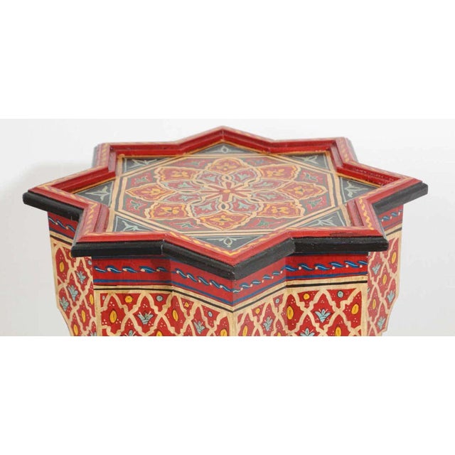Mid 20th Century Moroccan Moorish Hand-Painted Polychrome Star Side Table, Circa 1950 For Sale - Image 5 of 13