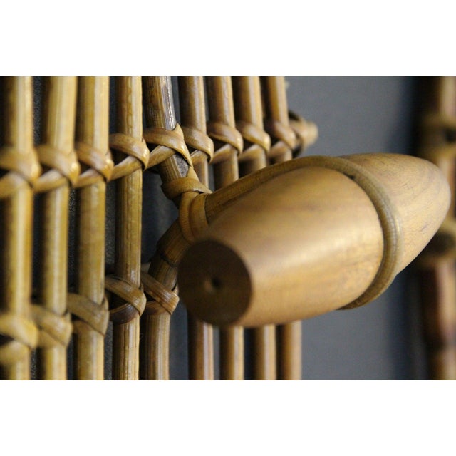 Rattan and Bamboo Coat Rack with Mirror in the style of Franco Albini, Italy, 1960s, Set of 2 For Sale - Image 6 of 12